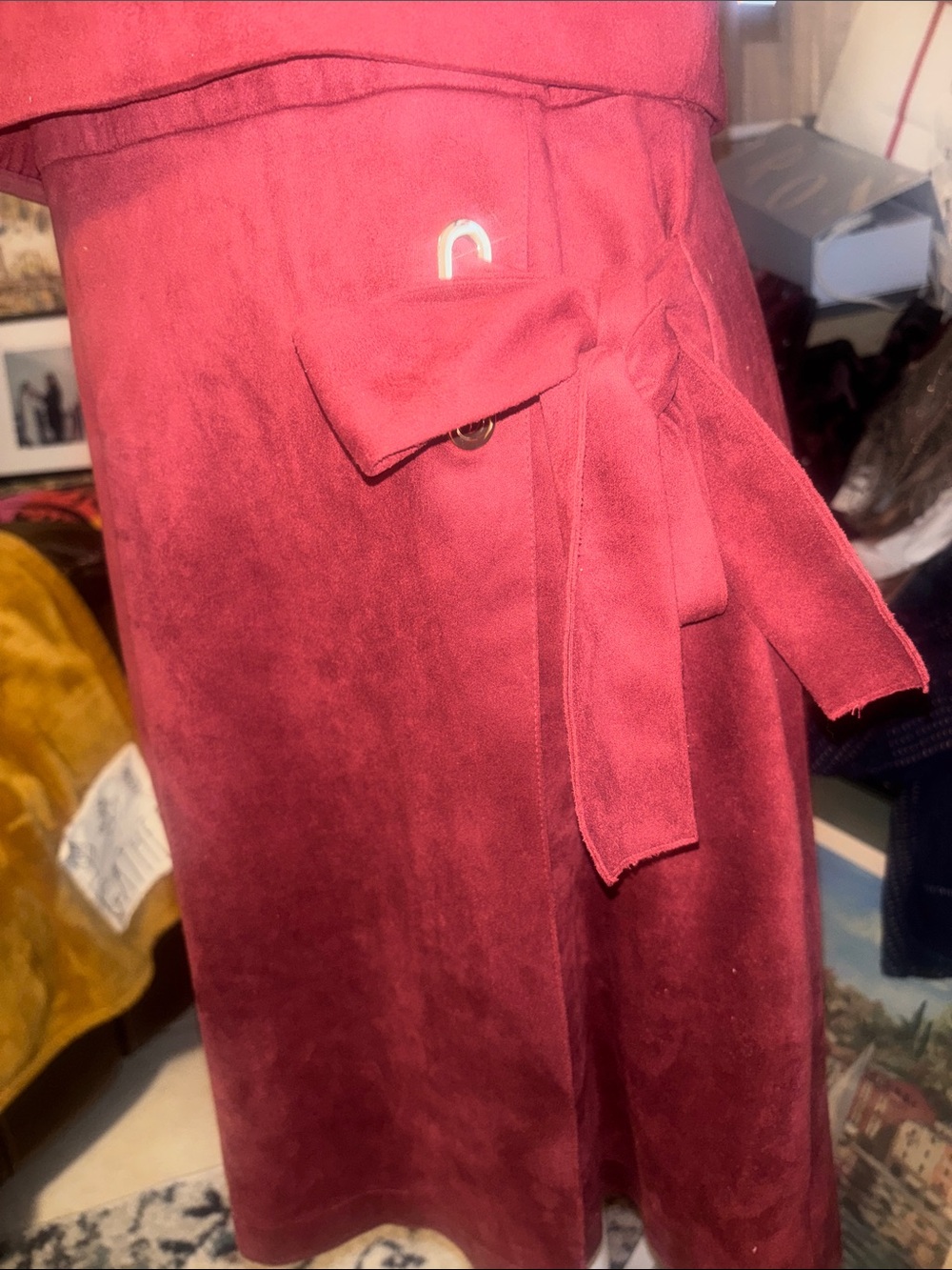 ANTONIO MELANI NWT "VELMA" SUEDE DRESS in CABERNET P2K GRECIA Tide - Picture 5 of 8